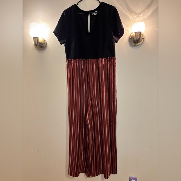 Striped Black and Dark Orange Jumpsuit Plus Size 4X Women’s Fall Fashion - Picture 1 of 7